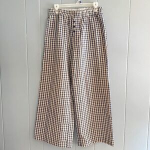 PacSun Beverly Beck Blue Plaid Boxer Pajama Pants Seersucker Wide Leg Low Rise M